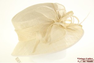 Brede dameshoed champagnekleurig sisal 57,5 [nieuw]