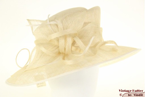 Brede dameshoed champagnekleurig sisal 57,5 [nieuw]