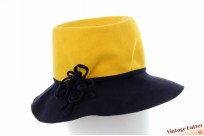 Ladies hat Mayser Sonderklasse yellow and dark blue brushed felt 55 (S)