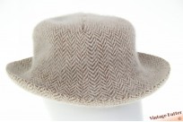 Flexible ladies hat Kangol brown beige white herringbone wool angora mix 57