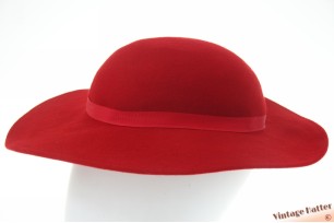 Wijde en lage dameshoed Doeskin rood wolvilt 54,5 (XS)