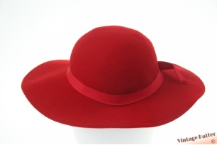 Wijde en lage dameshoed Doeskin rood wolvilt 54,5 (XS)