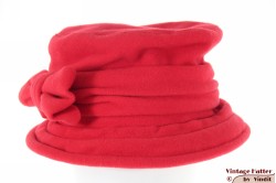 Flexible ladies winter hat red wool mix 57