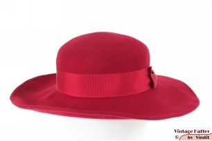 Ladies hat with wide brim red felt 55,5 (S)
