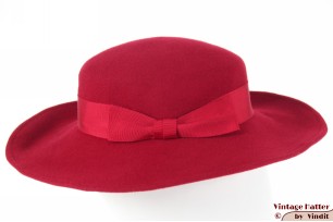 Ladies hat with wide brim red felt 55,5 (S)