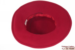 Ladies hat with wide brim red felt 55,5 (S)