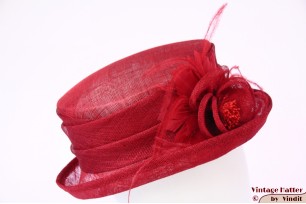 Dameshoed Andrea donker rood sinamay sisal 56-57 [nieuw]