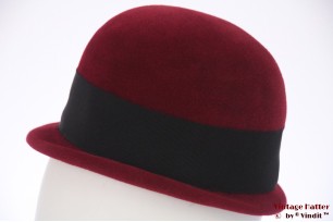 Ladies bowler-type hat dark red velour 53 (XXS)