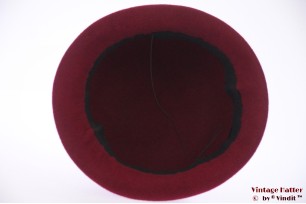 Ladies bowler-type hat dark red velour 53 (XXS)