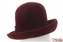 Dameshoed bordeaux velour 55 (S) Dameshoed bordeaux velour 55 (S)