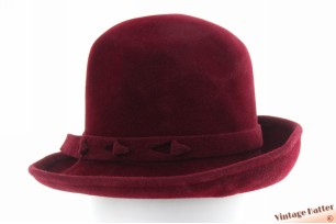 Ladies hat burgundy velour 55 (S)