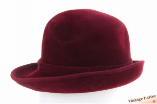 Ladies hat burgundy velour 55 (S)