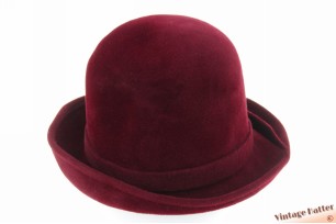 Ladies hat burgundy velour 55 (S)