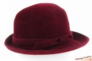 Ladies hat burgundy velour 55 (S)