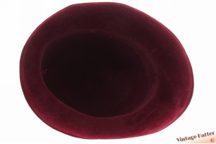 Ladies hat burgundy velour 55 (S)