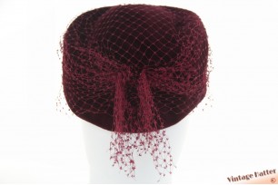 Dameshoed bordeaux velour met korte voile 56,5