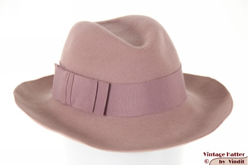 Ladies fedora soft pink felt 55 (S)