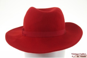 Ladies fedora red woolfelt 55 (S)