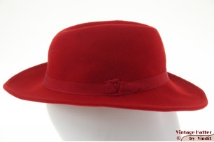 Ladies fedora red woolfelt 55 (S)