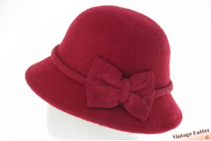 Dameshoed buckethat Stellazeta bordeaux rood met strik achterop de zijkant 57-58