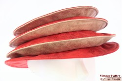 Ladies Pagode-hat The Madhatter red - beige faux leather 54-57 [New]