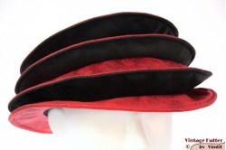 Ladies Pagode-hat The Madhatter red - blackish grey faux leather 54-57 [New]