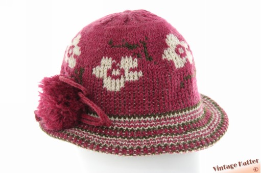 Gebreide winter dameshoed bordeaux paars 55,5 (S)