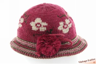 Gebreide winter dameshoed bordeaux paars 55,5 (S)