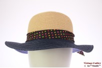 Ladies summerhat beige and blue with polkadot band 53-57 [new]