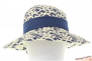 Dames zomerhoed Hawkins blauw en crèmewit met donkerblauwe band 54-57 [nieuw]