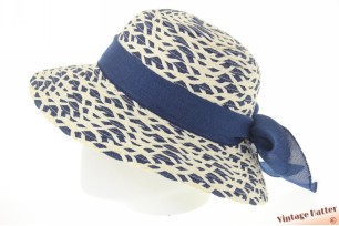 Dames zomerhoed Hawkins blauw en crèmewit met donkerblauwe band 54-57 [nieuw]
