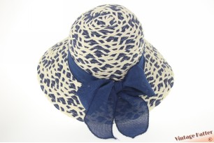 Dames zomerhoed Hawkins blauw en crèmewit met donkerblauwe band 54-57 [nieuw]