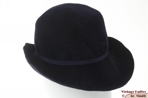 Dameshoed donker blauw flexibel fluweel 54 (XS)