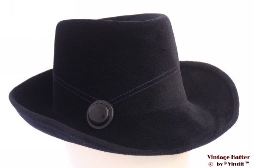 Dameshoed donker blauw velour 56