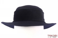 Dameshoed donker blauw met zwarte fluwelen band 56