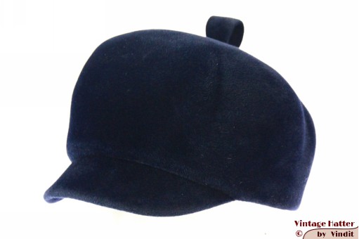 © VintageHatter.com | d-5004-56-20 Ladies cap-type hat dark blue velour 56 Ladies cap-type hat dark blue velour 56