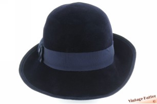 Dameshoed donkerblauw velour 56