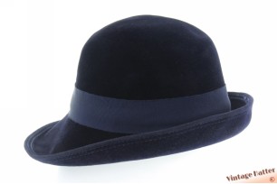 Dameshoed donkerblauw velour 56