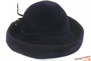 Dameshoed donker blauw velour 53-55 (XXS-S)