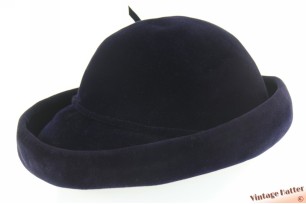 Dameshoed donker blauw velour 53-55 (XXS-S)