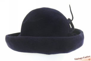 Dameshoed donker blauw velour 53-55 (XXS-S)