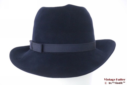 Dameshoed Haus der Hute donker blauw fluweel met draai 56