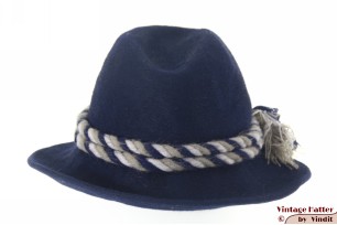 © VintageHatter.com | d-5011-56-17 Dames jachthoed Walter donker blauw haarvilt 56 Dames jachthoed Walter donker blauw haarvilt 56