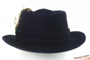 Ladies hat Ischler Hut dark blue felt with feathers 56