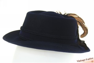 Ladies hat Ischler Hut dark blue felt with feathers 56