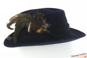Ladies hat Ischler Hut dark blue felt with feathers 56