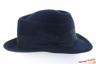 © VintageHatter.com | d-5011-56-25 Dameshoed donkerblauw vilt met gedraaide top 56 Dameshoed donkerblauw vilt met gedraaide top 56