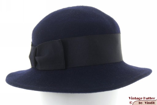 © VintageHatter.com | d-5011-57-13 Dameshoed donker navy blauw vilt 57 Dameshoed donker navy blauw vilt 57