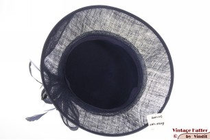 Ladies hat Favorite dark navy sinamay, felt and feathers 57 [new]