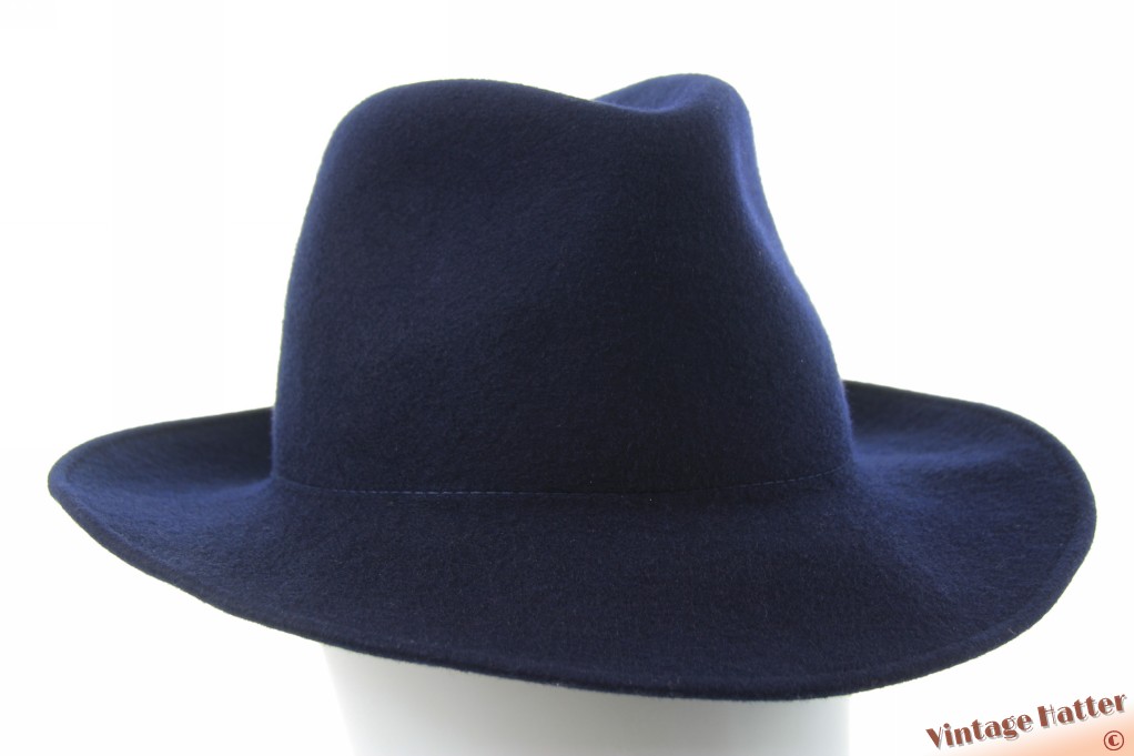 Dames gleufhoed donker blauw vilt 58